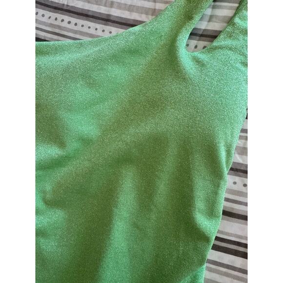 NWD Becca Virtue Womens Green Shimmer One-Piece Swimsuit One Shoulder Medium - Picture 5 of 11